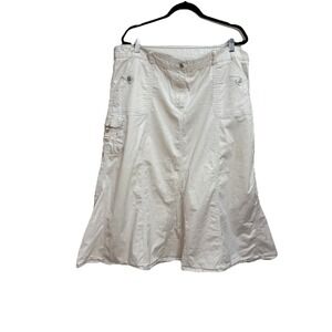 Y2K VTG Fashion Bug Cargo Maxi Plus Skirt Beige Tan Utility Pockets Boho Size 20